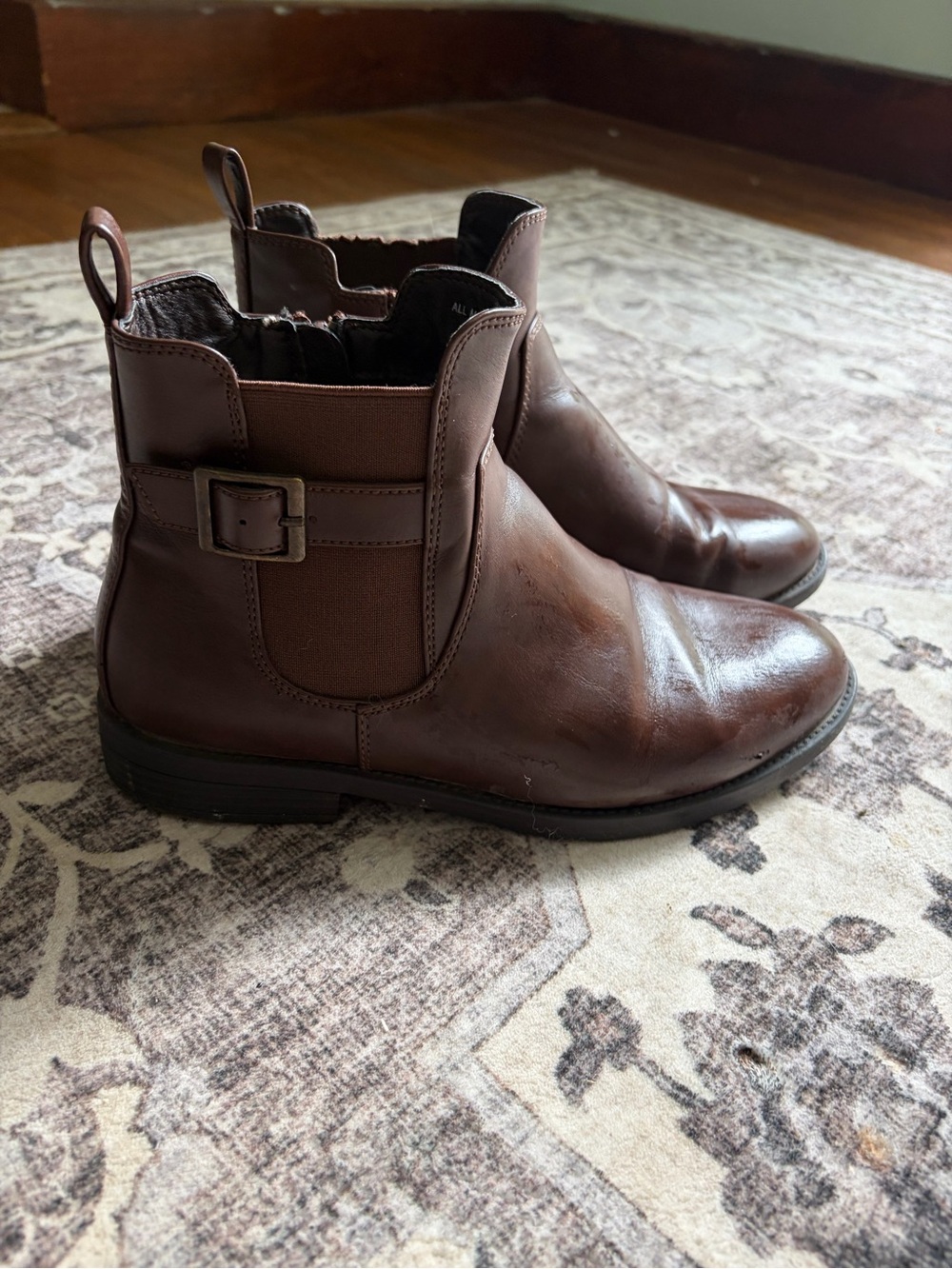 Women’s Brown Chelsea Ankle Boots with Buckle